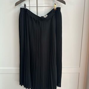 J. Crew Black A-Line Pleated Midi Skirt